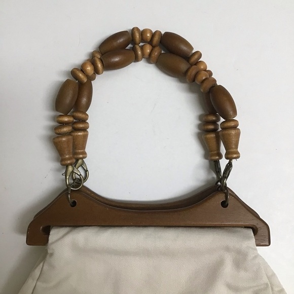 Philippines Purse Wood Bead Handles 100% Cotton Fabric Summer Bag Boho Vintage - Picture 2 of 16